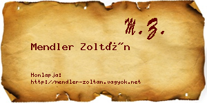 Mendler Zoltán névjegykártya